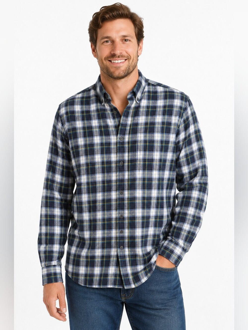 L.L.Bean Men’s XL Tall Plaid Flannel Shirt 100% Cotton heritage cabin outdoorsy